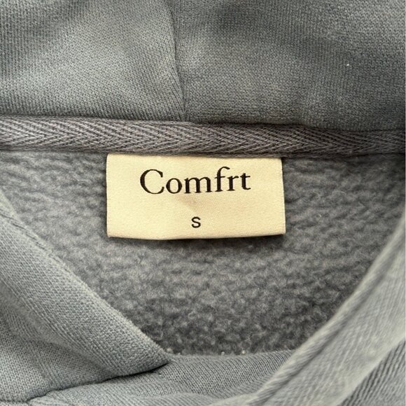 Comfrt Hoodie Blue Gray Fleece Pullover Oversized Unisex Sweatshirt Size S - Picture 4 of 7